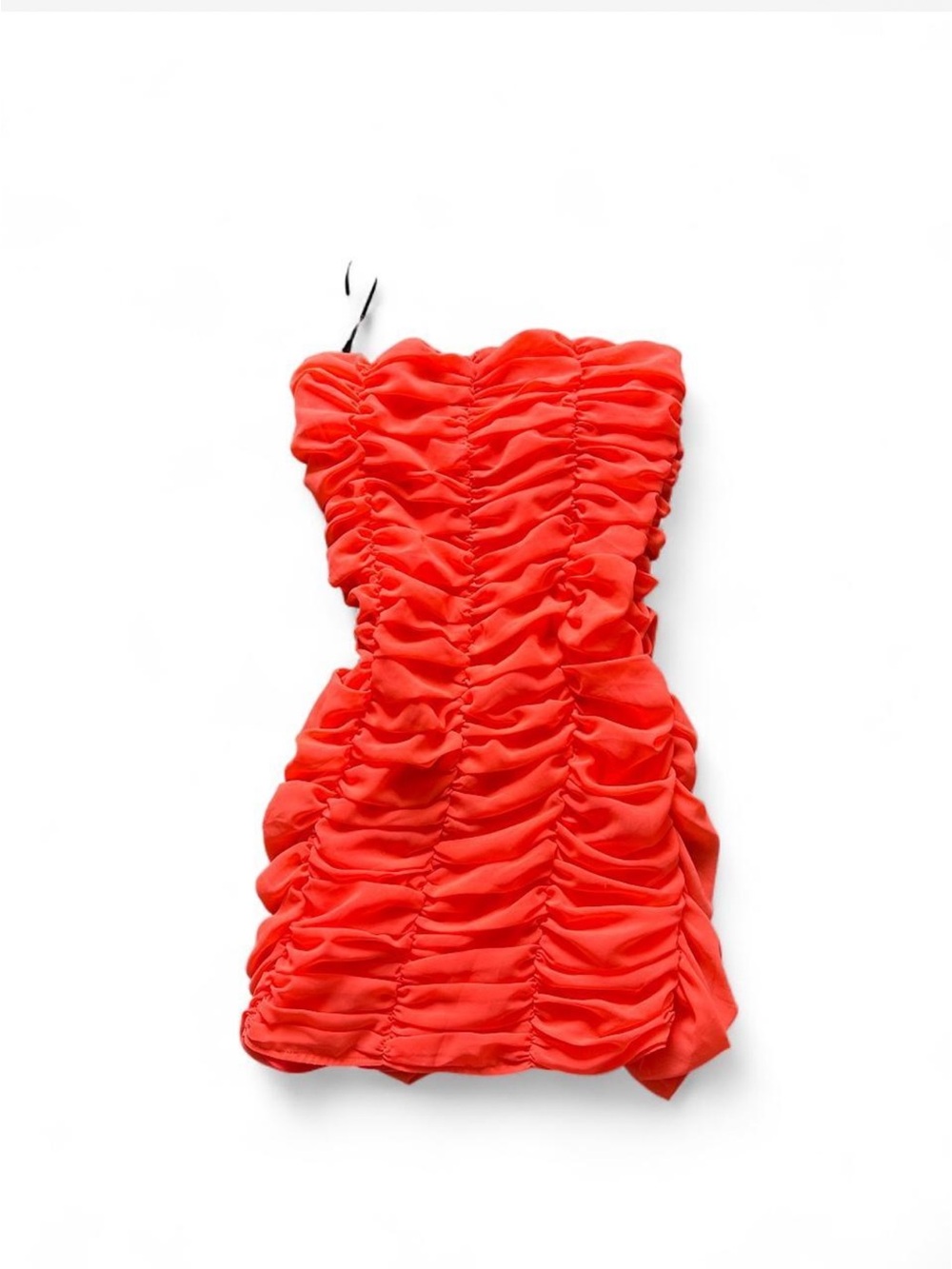Women’s forever 21 going out strapless Orange ruched mini dress with stretch